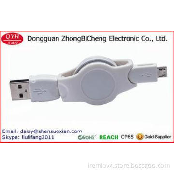 Smartphone Retractable Travel Charger Flat Micro USB Cable